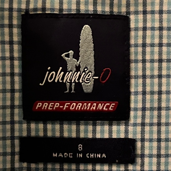 johnnie-O boys 8 years checkered Blue / White Kids Button Down Shirt - Picture 2 of 12